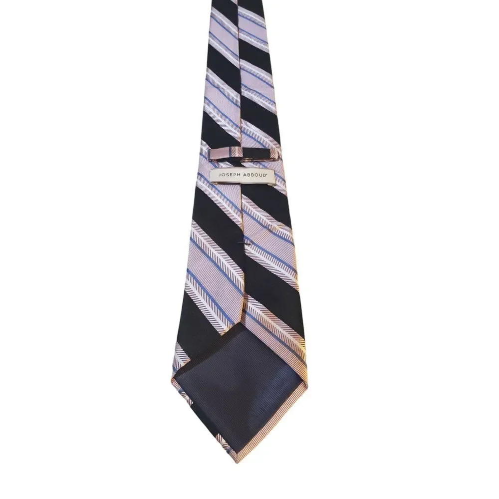 JOSEPH ABBOUND‎ Neck Tie Men's Luxury 100% Silk Black Pink Striped Business Suit